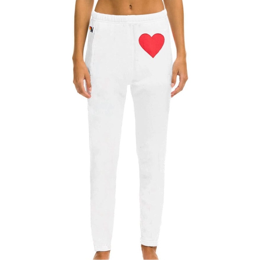 Aviator Nation Heart Stitch Jogger Sweatpants White Size Xl